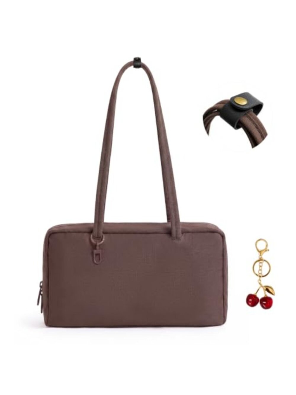 Nylon Bowler Bag Polka Dot Shoulder Bag with Strap Keeper